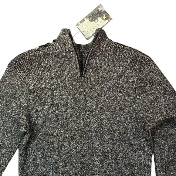 Investments Petites Jeweled Mock Turtle Neck Sweater Large Petite Black NWT - Picture 4 of 10